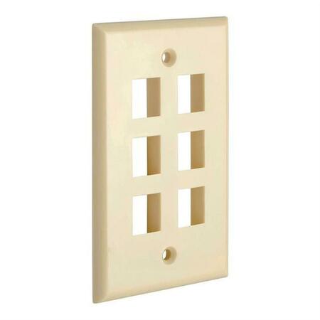 CMPLE Keystone Jack Wall Plate With Six Holes Standard Keystones - Ivory 635-N